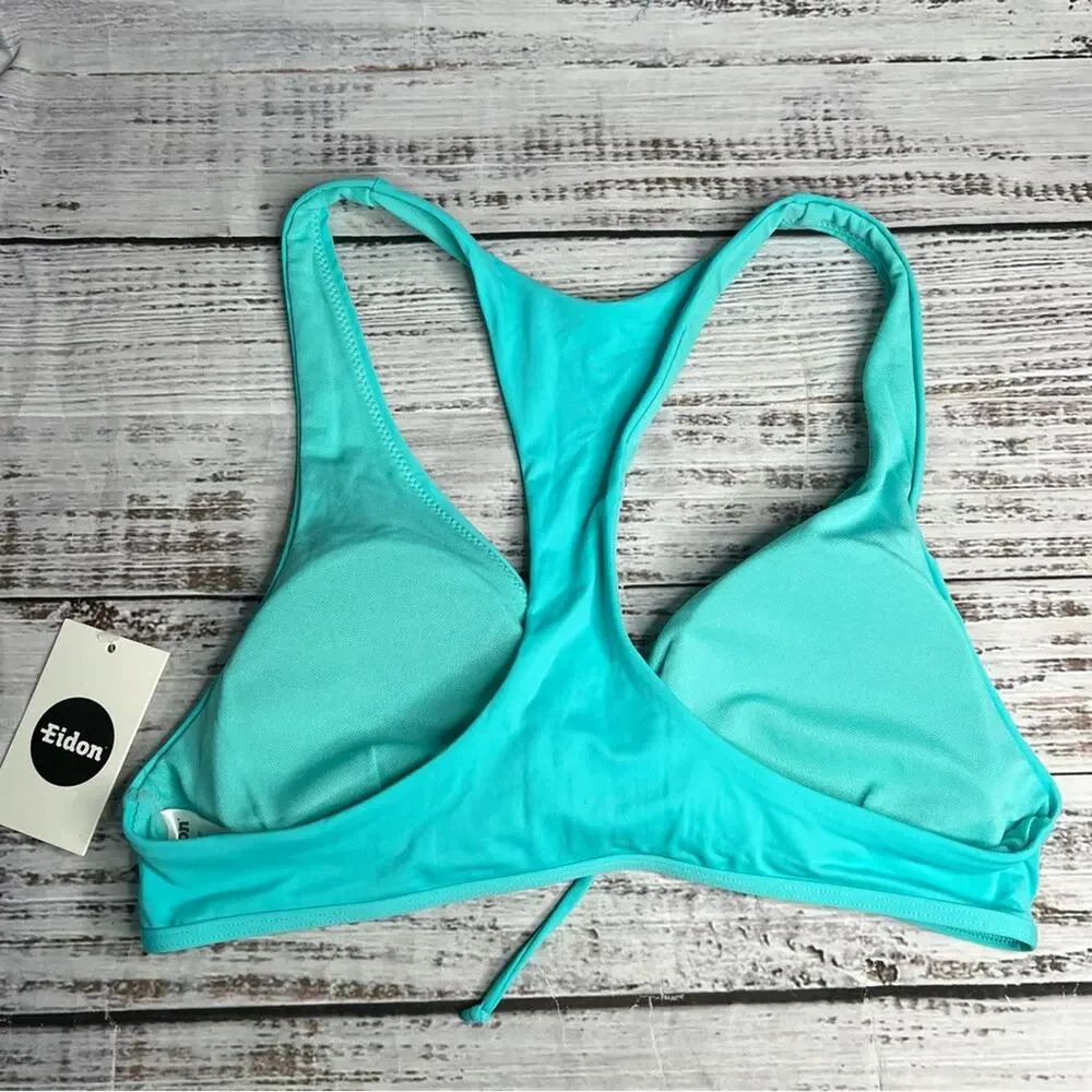 Eidon Large Priscilla Top‎ Bikini Swim Top Blue Sporty Racer Back  35256202
